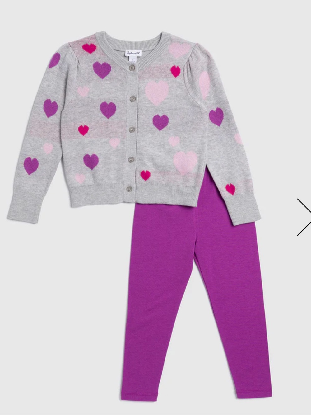 Splendid Baby Girls Infant Toddler Legging Cardigan Sweater Set Hearts Purple 4T